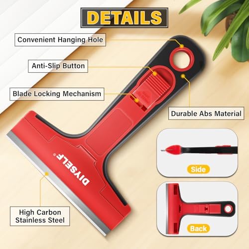 DIYSELF 1 Pack Razor Blade Scraper with 10 Blades
