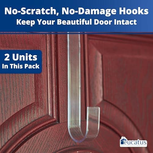 Non Scratch Clear Wreath Hanger 2 Pack 12in Hooks for Doors and Windows