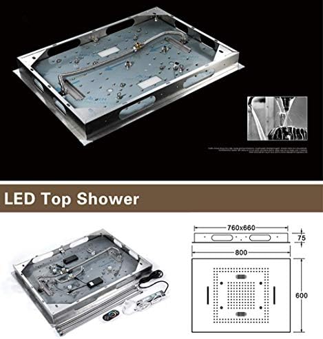 Stainless Steel Remote Control Color Changing Shower Head with LED Canopy