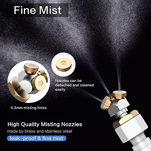 Homeyeco 3-Way Fine-Mist Hose Mister for Cooling Outdoor