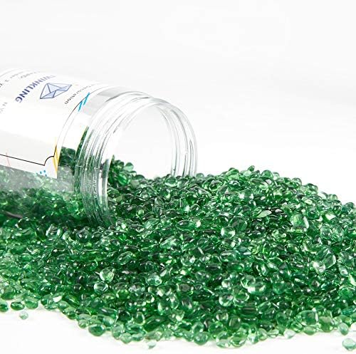 TWINKLING Light Green Fire Glass Stones 3-6mm Jar