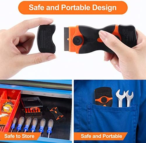 2 Pack Razor Blade Scraper Tool with 12 Plastic and 7 Metal Blades 1