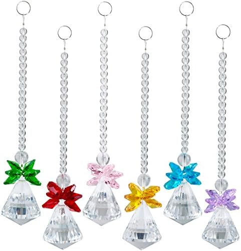 Rockcloud Clear Crystal Jingle Bell Hanging Ornament Set of 6
