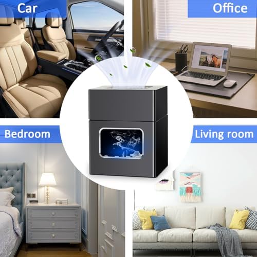 SHD Multifunctional Smokeless Ashtray with Cigarette Lighter and HEPA Filter - Black