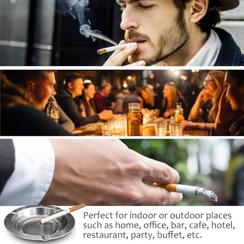 Joyfulmap 10 Pack Stainless Steel Round Ash Tray