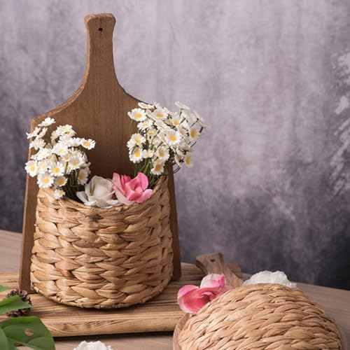 Handwoven Water Hyacinth Hanging Basket Boho Wall Decor