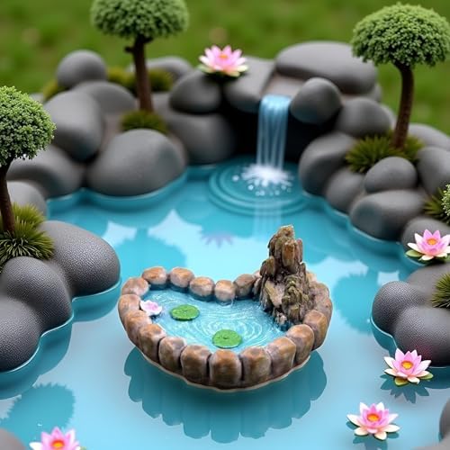 Blue Love Lotus Pond Fairy Garden Ornament