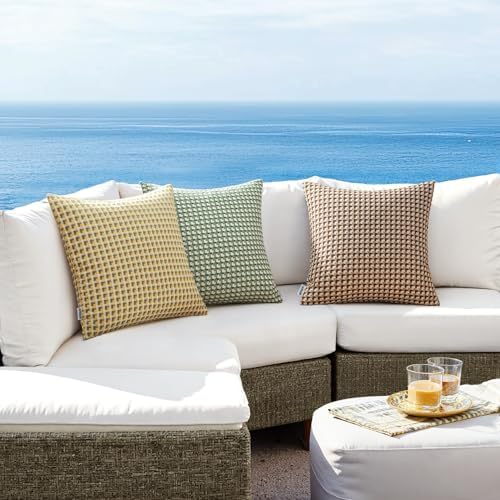 MIULEE 2 Pack Waterproof Outdoor Pillow Covers