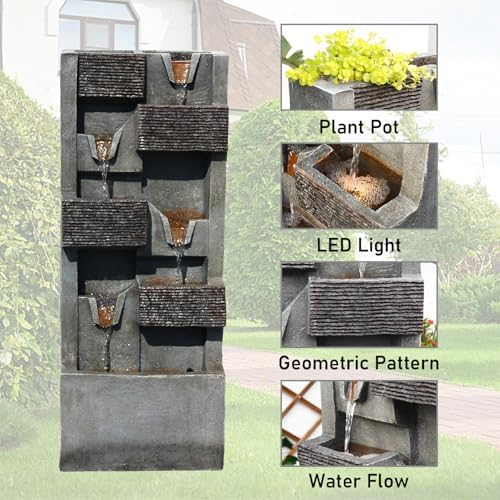 Modern 5 Tier Indoor Waterfall Fountain with LED Light