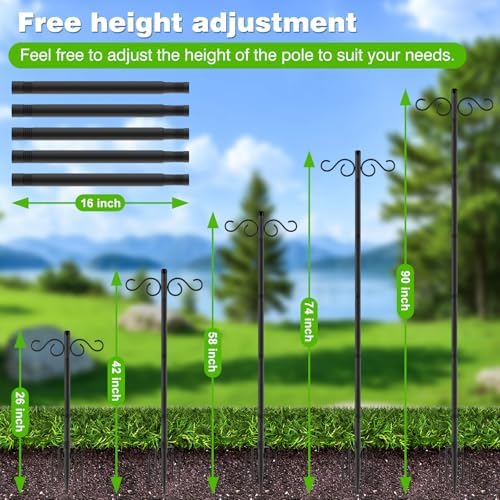 RCUICA Double Shepherds Hooks 90 Inch 2 Pack Outdoor Garden Decor