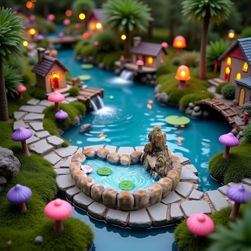 Blue Love Lotus Pond Fairy Garden Ornament