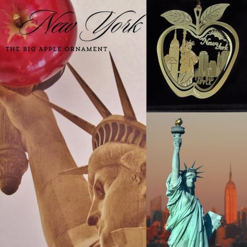 New York City Big Apple Brass Ornament Statue of Liberty Empire State Building Souvenir