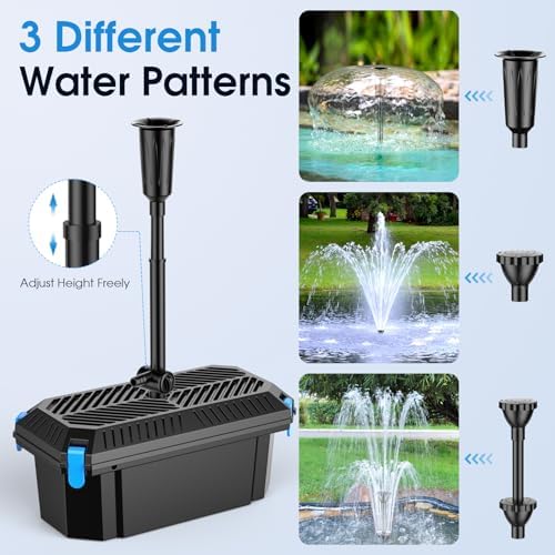 POPOSOAP Pond Filter with Pump Fountain Kit 660GPH Koi Pond Water Cleaner