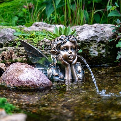 Aquascape Fairy Planter Spitter Fountain for Pond and Garden