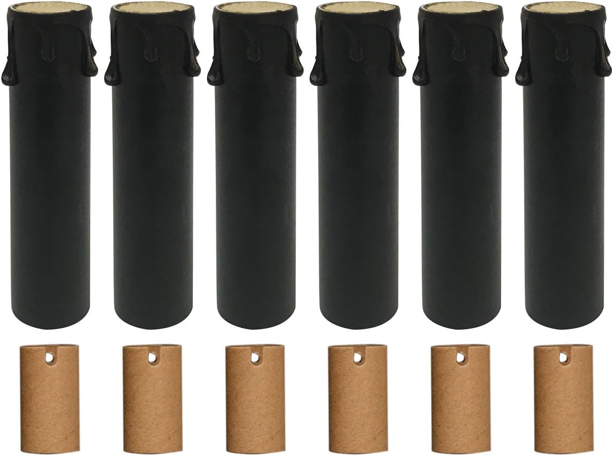 Royal Designs SCP-5006-4BK-6 4 Inch Candle Drip Sleeves Chandelier Socket Covers Black Set of 6