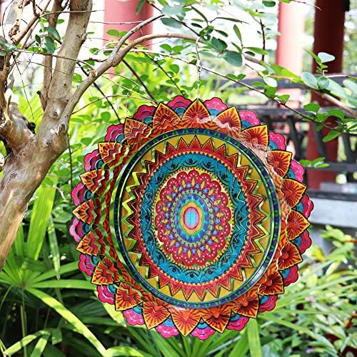 FONMY 12 Inch Stainless Steel Wind Spinner Mandala Decor