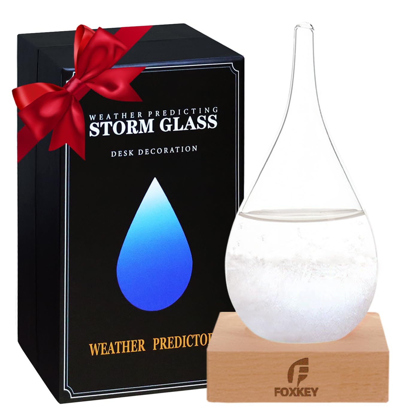 FOXKEY Storm Glass Weather Predictor Unique Drop-Shaped Weather Forecast Decor