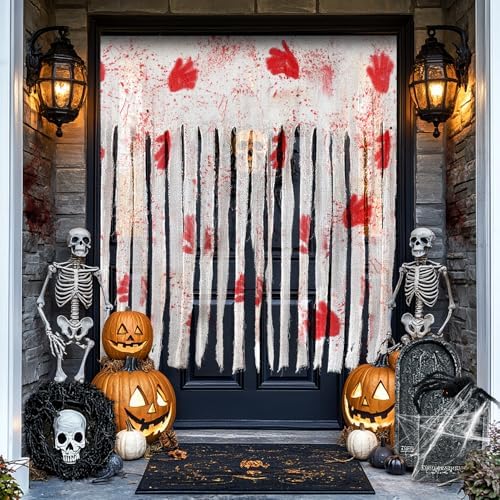 Extra Large Bloody Halloween Creepy Curtain - Scary Spooky Door Decor