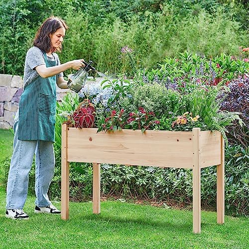 Yaheetech Raised Garden Bed 48x24x30in Wooden Planter Box with Legs