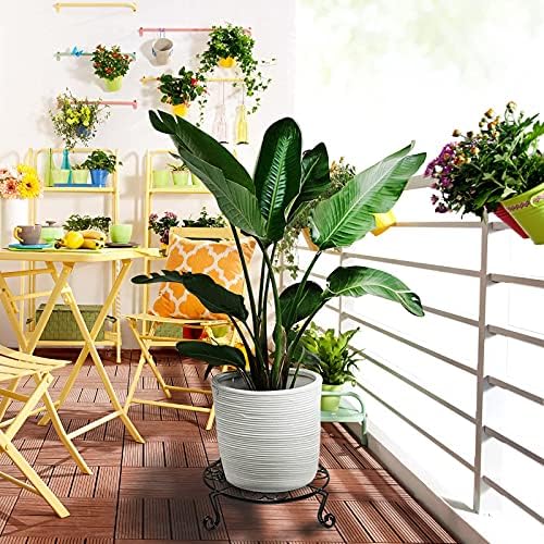 2 Pack 10-12 Inch Rustproof Black Metal Plant Stands Heavy Duty Holder for Indoor Outdoor Use