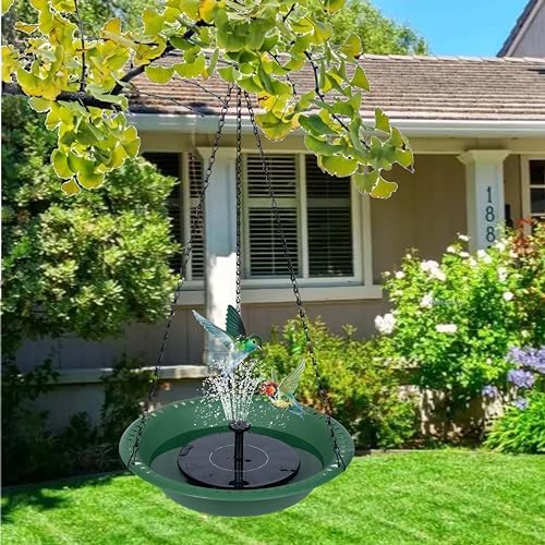 OVZILKI 12 Inch Heavy Duty Bird Bath with 22 Inch Chains