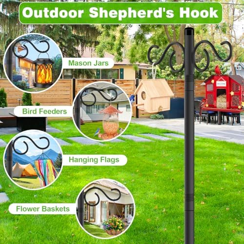 RCUICA Double Shepherds Hooks 90 Inch 2 Pack Outdoor Garden Decor