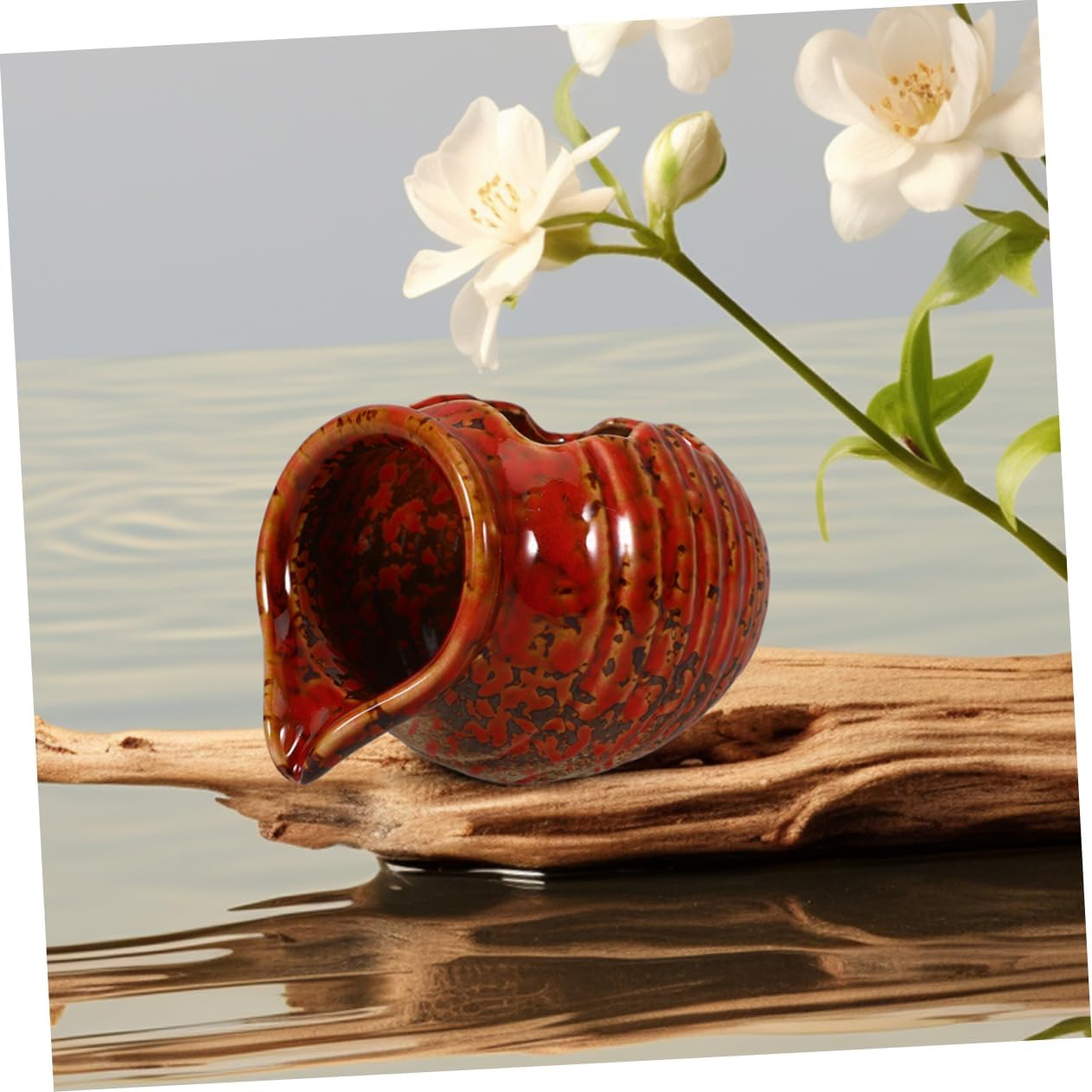 Ceramic Jar Water Fountain for Indoor Outdoor Zen Decor