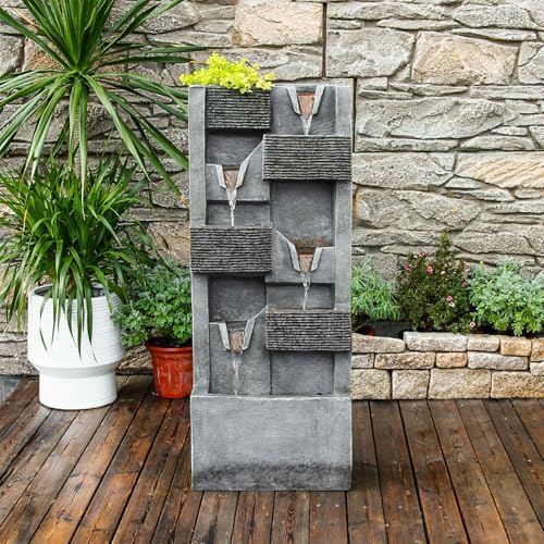 Modern 5 Tier Indoor Waterfall Fountain with LED Light