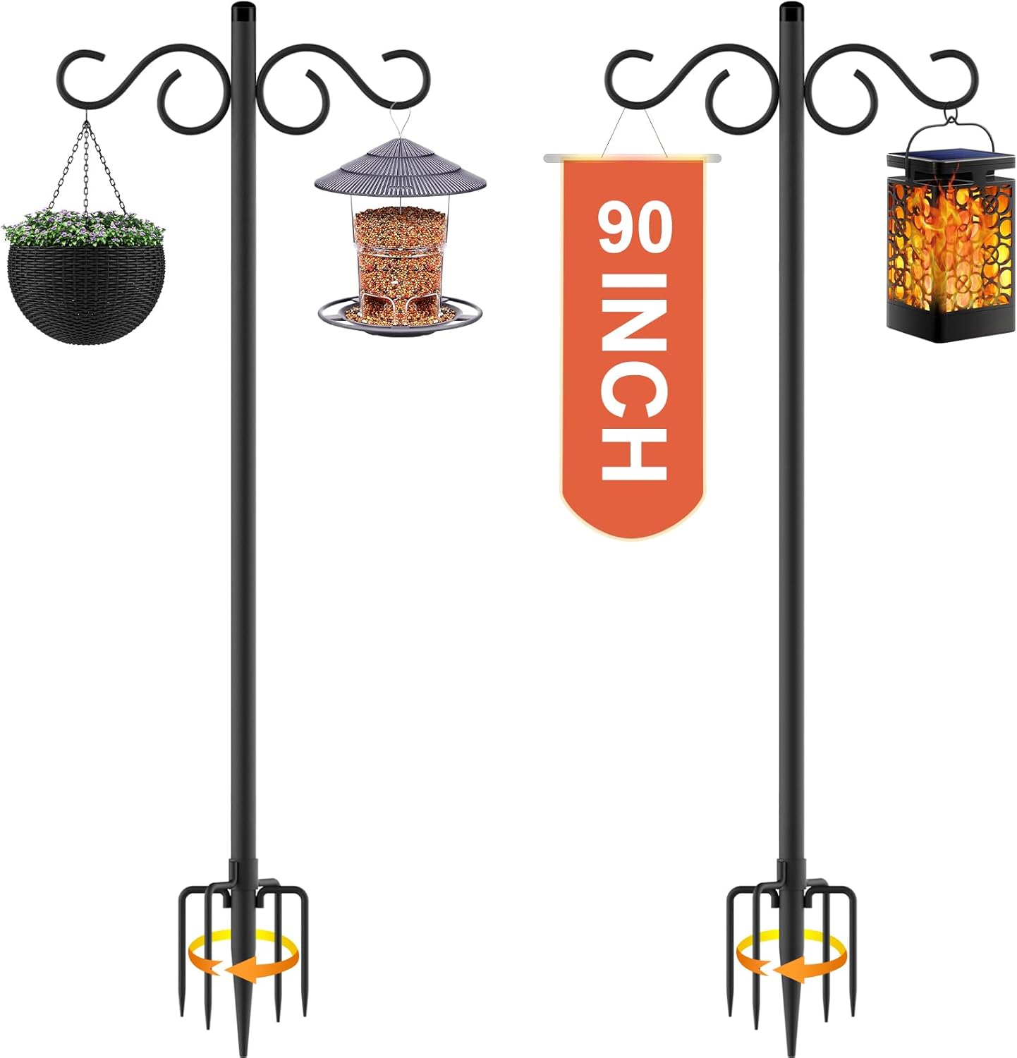 RCUICA Double Shepherds Hooks 90 Inch 2 Pack Outdoor Garden Decor