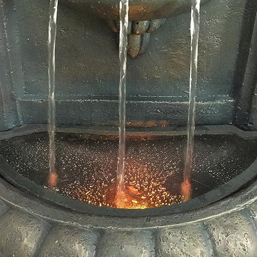 Teamson Home 321 In Wall-Mounted Lion Head Stone LED Outdoor Water Fountain