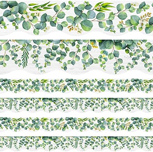 59ft Eucalyptus Boho Border Trim Decor Wall Decals Green Vintage Style