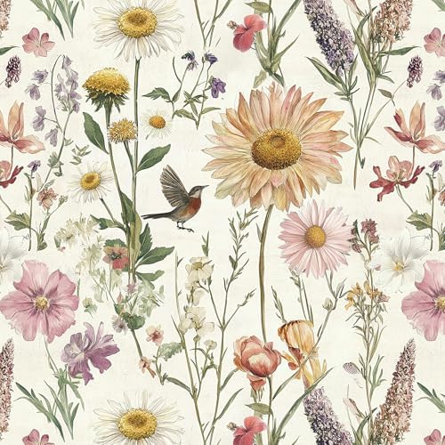 Livebor Floral Peel and Stick Wallpaper for Bathroom