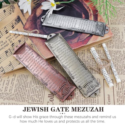 3pcs Metal Mezuzah Case with Scroll for Jewish Home Decor