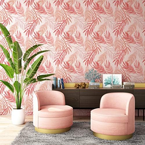 Flipside Peel and Stick Removable Wallpaper - Pink Peach Palm Leaves