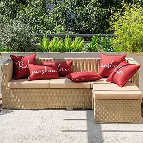 MIULEE Outdoor Waterproof Pillow Covers Set of 2 Red 18x18 Inch