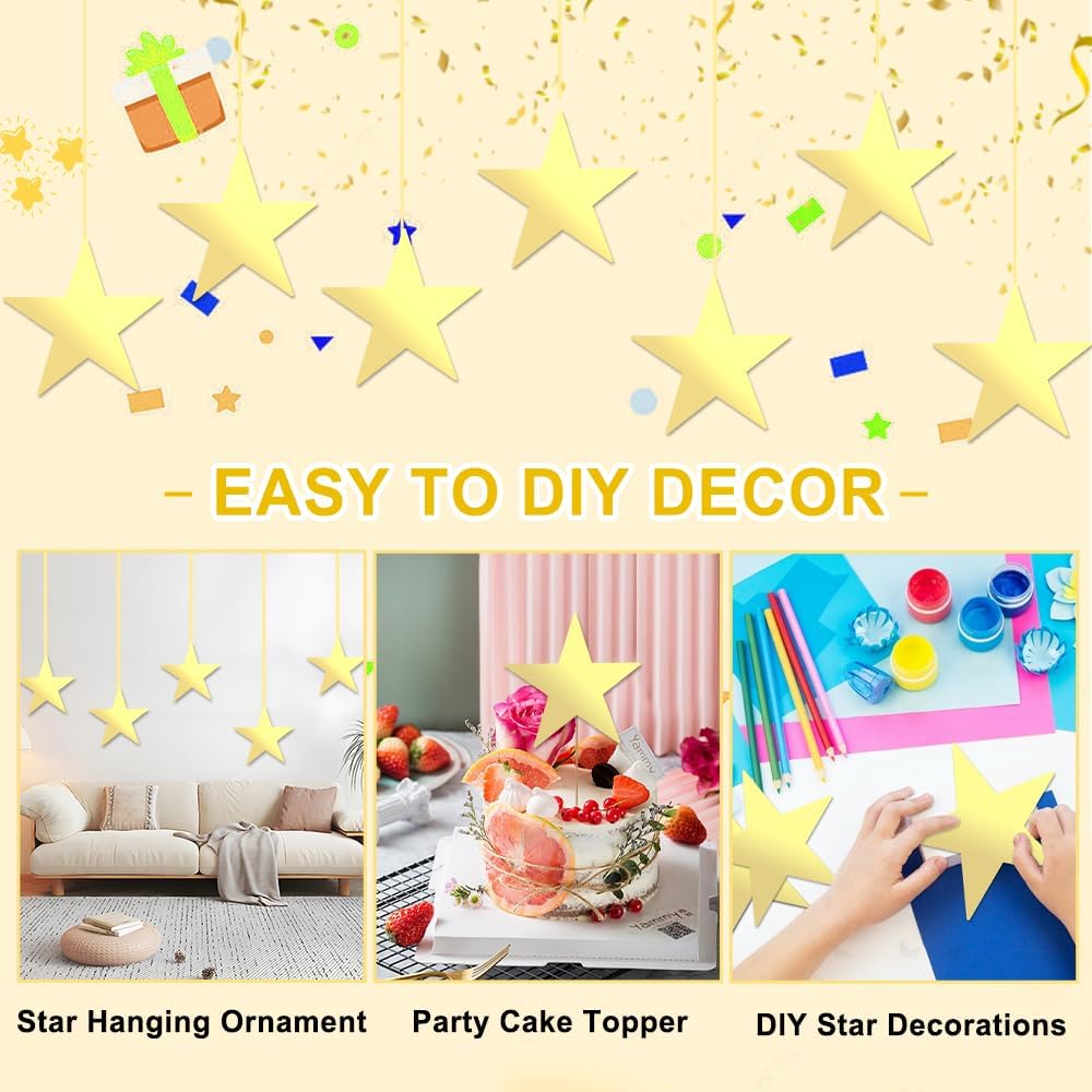 24 Pcs 11 Inch Gold Star Cutouts for Bulletin Board Wall Decorations