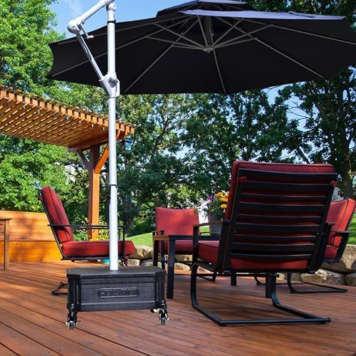 Rolling Umbrella Base with Wheels and Side Table