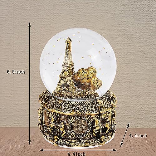 LED Music Snow Globe with Eiffel Tower Decor