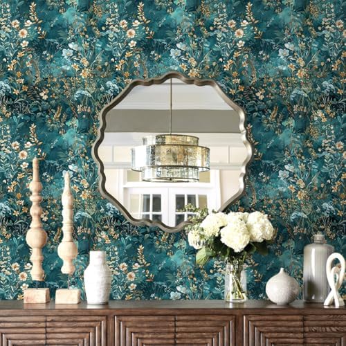 Lenify Green Floral Peel and Stick Wallpaper Roll 169x1181in