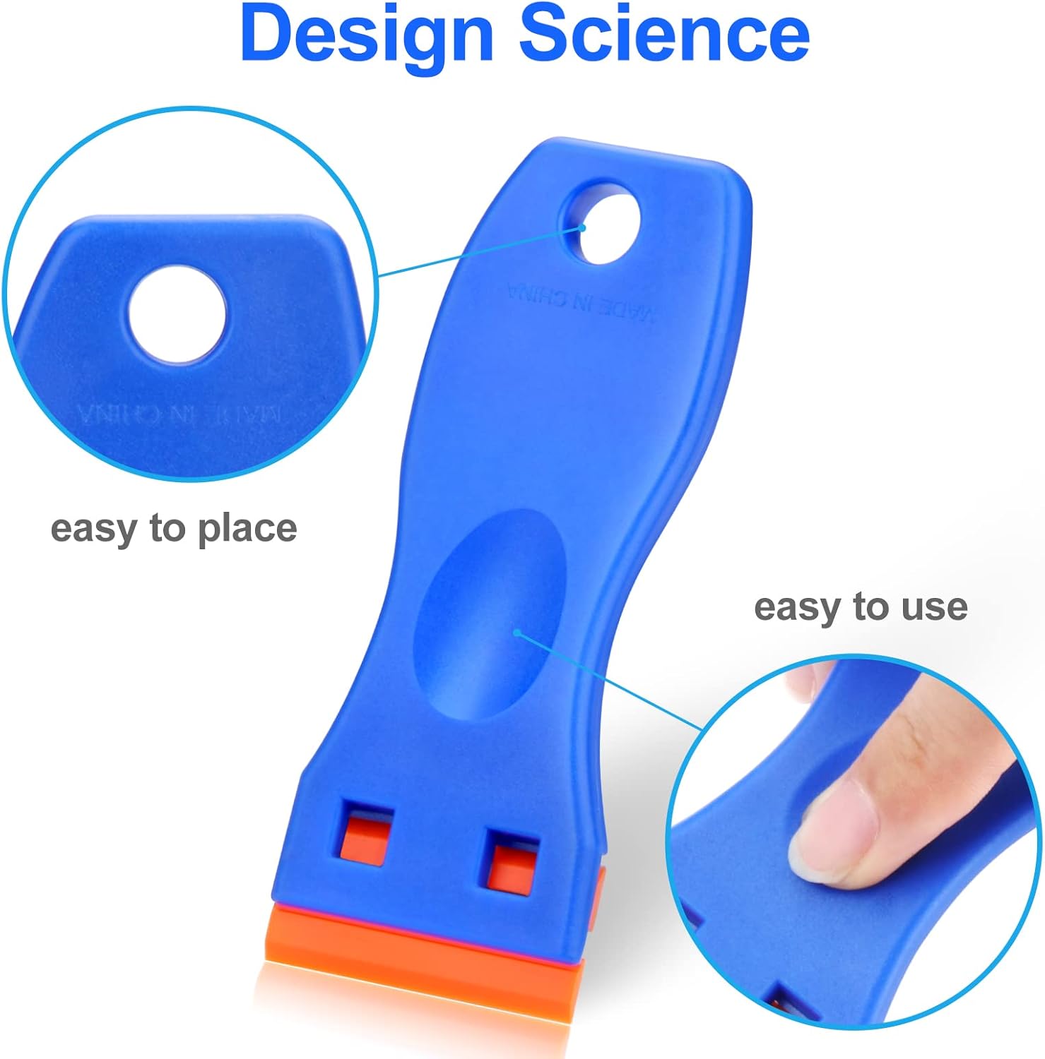 4 Pcs Plastic Razor Blade Scraper with 100 Pcs Blades for Window and Car Glass