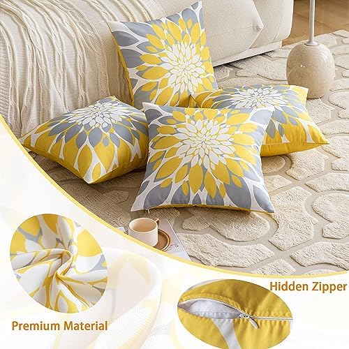 Qahing 4 Pack Fall Waterproof Pillow Covers 20x20