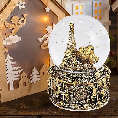 LED Music Snow Globe with Eiffel Tower Decor