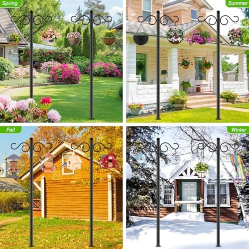 RCUICA Double Shepherds Hooks 90 Inch 2 Pack Outdoor Garden Decor