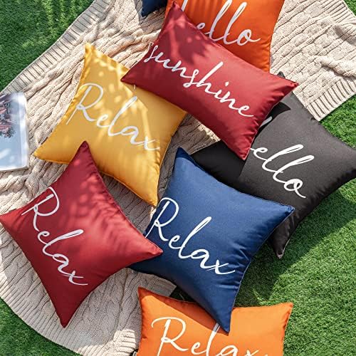 MIULEE Waterproof Outdoor Pillow Covers Set of 2 Blue 18x18 Inch