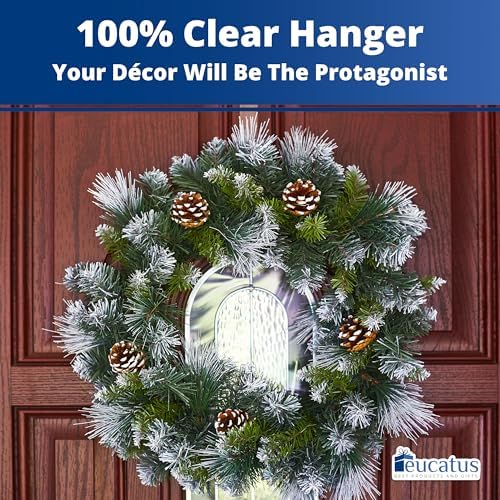 Non Scratch Clear Wreath Hanger 2 Pack 12in Hooks for Doors and Windows