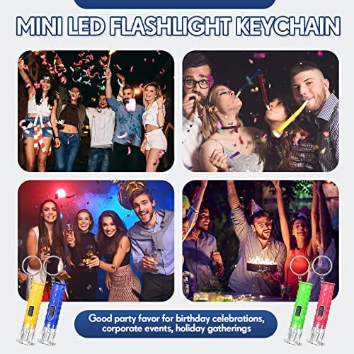 Geelin 200 Pcs Mini Flashlight Keychain 6 Colors