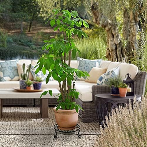 2 Pack 10-12 Inch Rustproof Black Metal Plant Stands Heavy Duty Holder for Indoor Outdoor Use