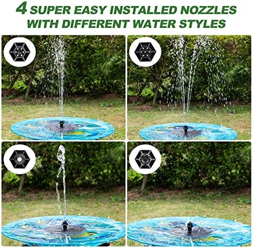 Mademax Solar Fountain with 4 Nozzles and Fixer for Garden and Pond