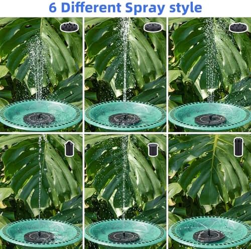 Solar Fountain for Bird Bath with 6 Nozzles and 4 Holders