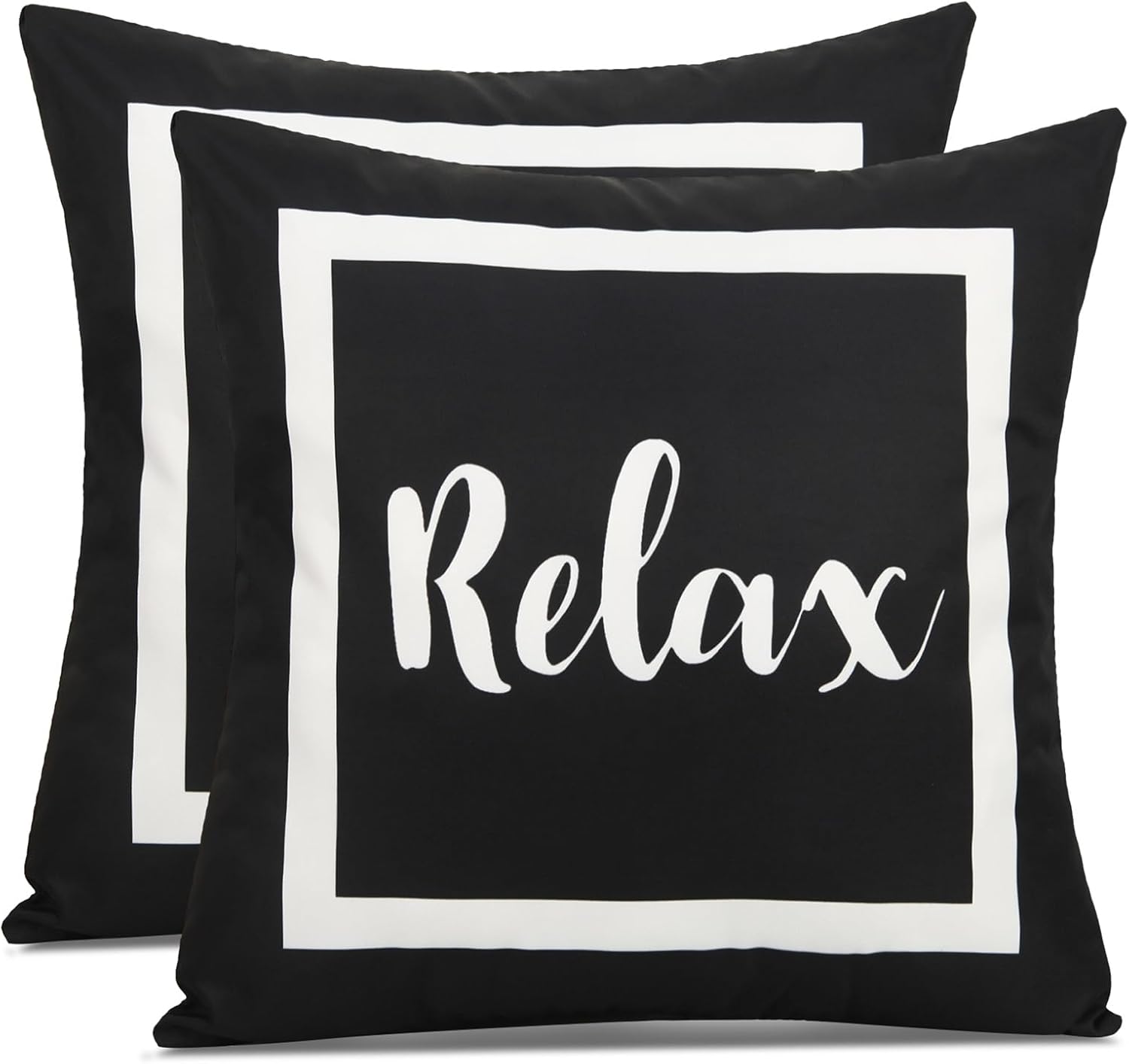 Adabana Outdoor Waterproof Throw Pillow Covers Set of 2 Black and White 18x18 Inches